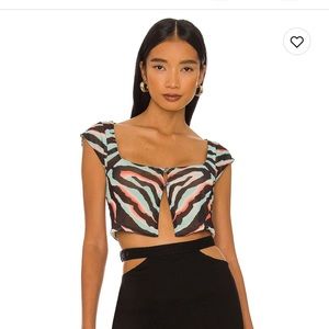 Crop top from Revolve, worn once! Super cute multi color animal print Size Small